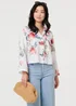 Izabel London White Floral 3/4 Turn-Up Sleeve Cropped Shirt - 10 Image 1