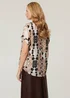 Izabel London Beige Floral Short Turn-Up Sleeve Relaxed Top - 18 Image 2