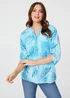 Izabel London Blue Printed Sequin 3/4 Sleeve Relaxed Blouse - 14 Image 1