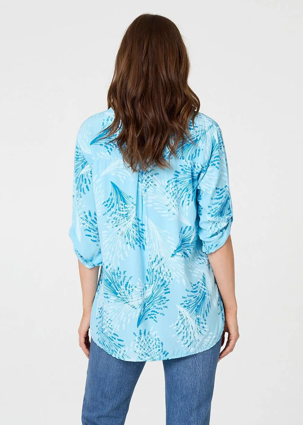 Izabel London Blue Printed Sequin 3/4 Sleeve Relaxed Blouse - 14 Image 2
