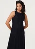 Izabel London Navy Denim Stitch Detail Fitted Midi Dress - L Image 4