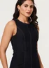Izabel London Navy Denim Stitch Detail Fitted Midi Dress - L Image 3