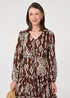 Izabel London Brown Printed Tiered V-Neck Knee Length Dress - 14 Image 4