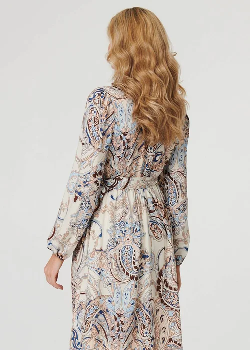 Izabel London Blue Abstract Tie Waist Knee Length Dress - 12 Image 2