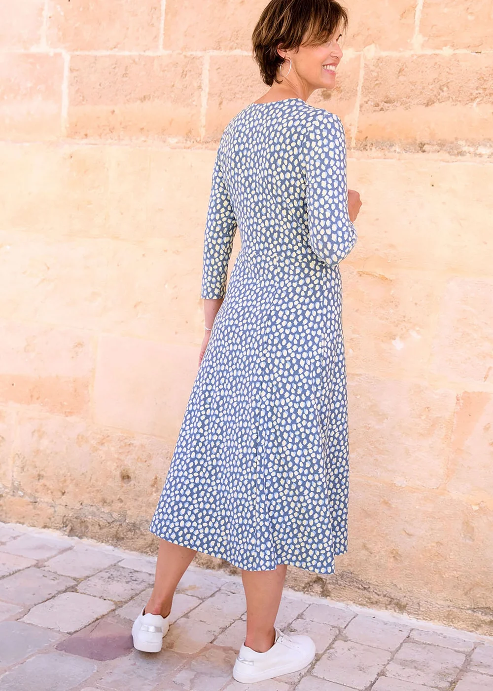 Cotton Traders Washed Blue Stretch Jersey Midi Dress - 16 Image 3