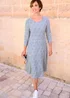 Cotton Traders Washed Blue Stretch Jersey Midi Dress - 16 Image 2