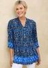 Cotton Traders Navy Printed Crinkle Tunic - 10 Image 1