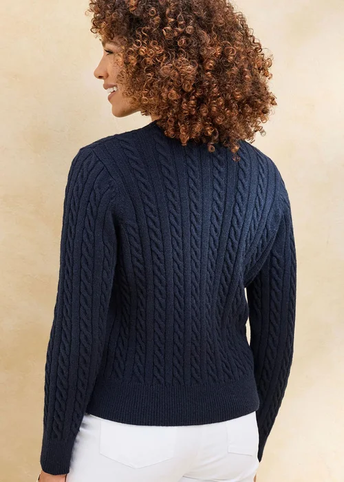 Cotton Traders Navy Cutest Cable Cardigan - 8 Image 2