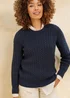 Cotton Traders Navy Cutest Cable Jumper - 8 Image 1