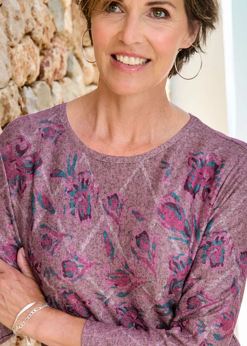 Cotton Traders Pink Heather Printed Soft Touch Tunic - 14 Image 4