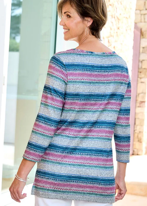 Cotton Traders Grey Marl Printed Soft Touch Tunic - 18 Image 3