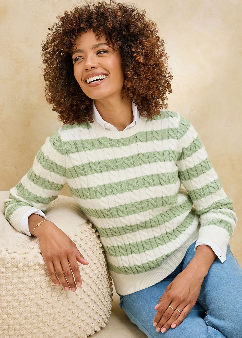 Cotton Traders Pear Stripe Cutest Cable Jumper - 8 Image 1