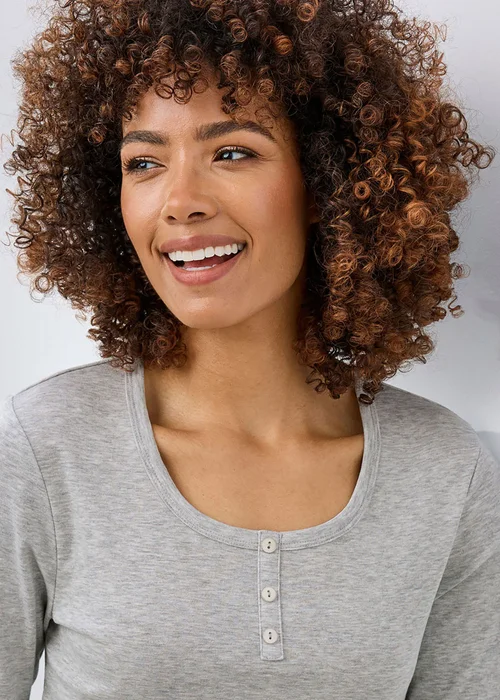 Cotton Traders Misty Grey Wrinkle Free 3/4 Sleeve Button Detail Top - 24 Image 3