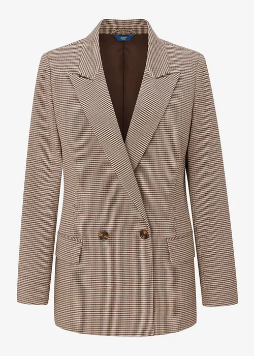 Cotton Traders Oat Soft Lined Double Breasted Check Blazer - 8 Image 2