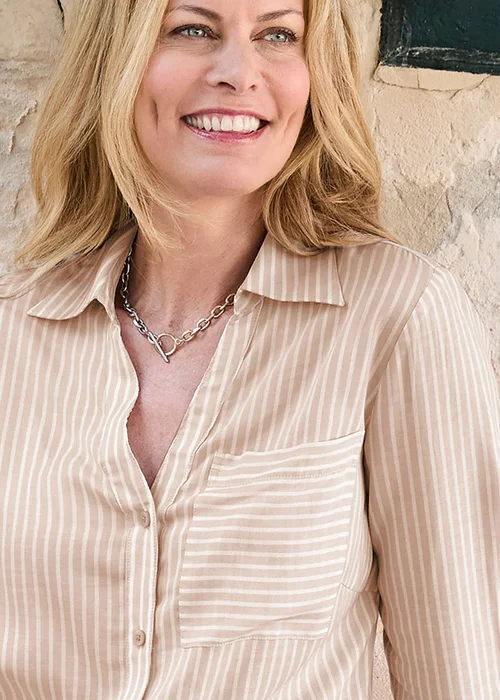 Cotton Traders Oat Relaxed Fit Stripe Shirt - 22 Image 4