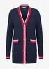 Cotton Traders Navy Longline Contrast Trim Cardigan - 14 Image 4