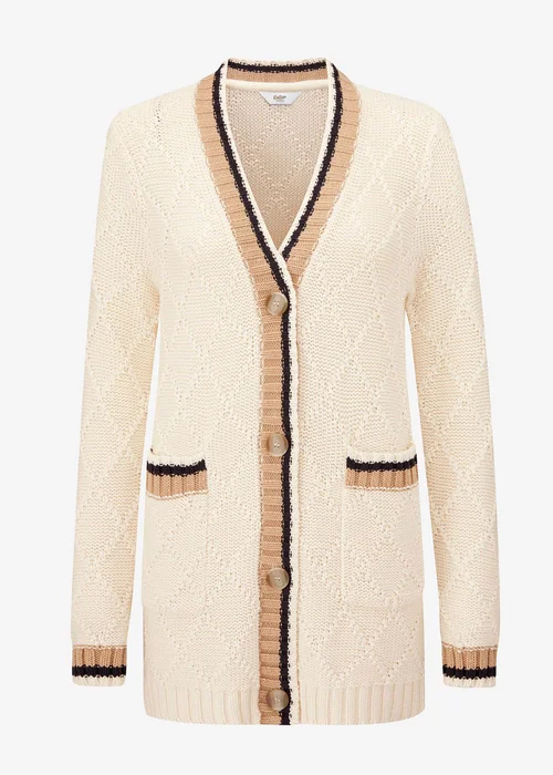 Cotton Traders Cream Longline Contrast Trim Cardigan - 18 Image 4