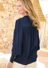 Cotton Traders Navy Lace Trim Crinkle Blouse - 8 Image 2