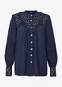 Cotton Traders Navy Lace Trim Crinkle Blouse - 8 Image 4