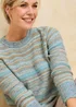 Cotton Traders Iced Aqua Textured Stripe Jumper - 10 Image 2