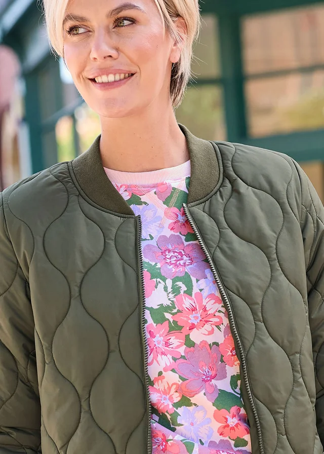 Cotton Traders Khaki Longline Padded Jacket