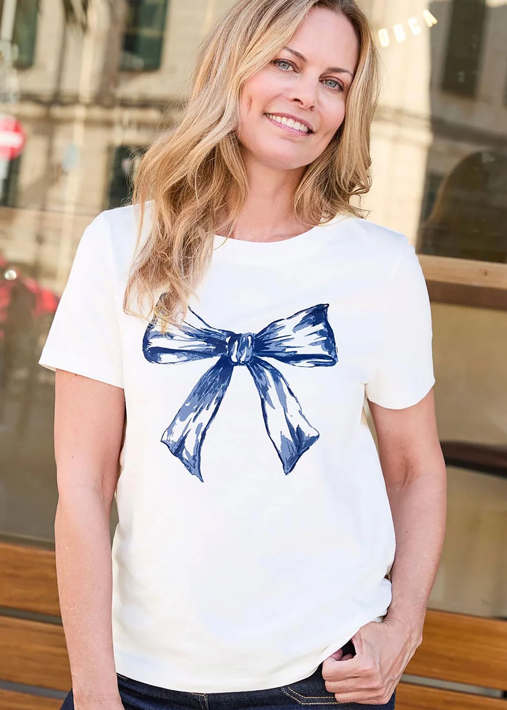 Cotton Traders Ivory Print Short Sleeve T-Shirt - 18 Image 1