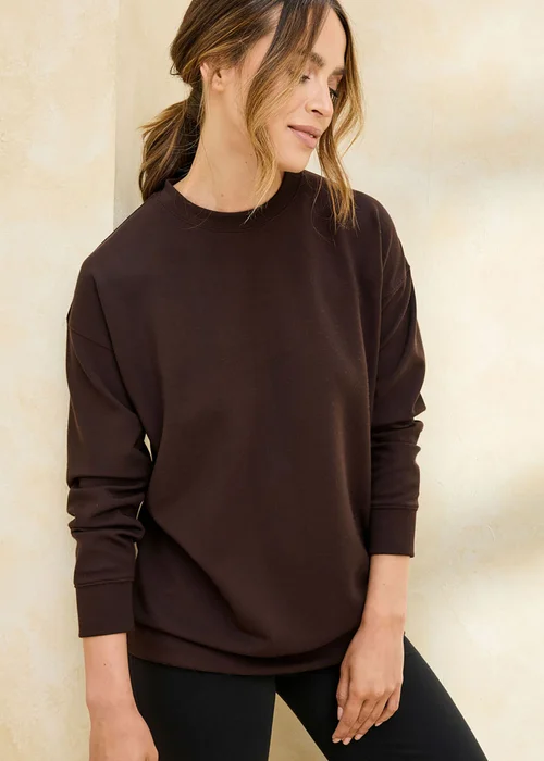 Cotton Traders Espresso Soft Touch Longline Sweatshirt - 12 Image 2