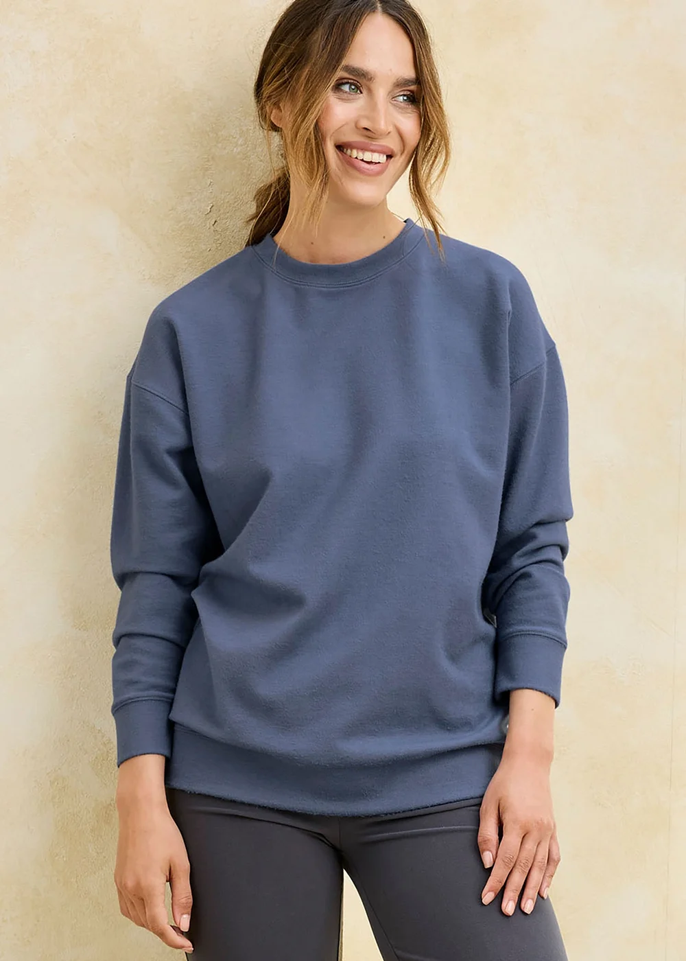 Cotton Traders Dusky Blue Soft Touch Longline Sweatshirt - 14 Image 1
