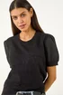 Roman Black Pointelle Knit Tee - 16 Image 4
