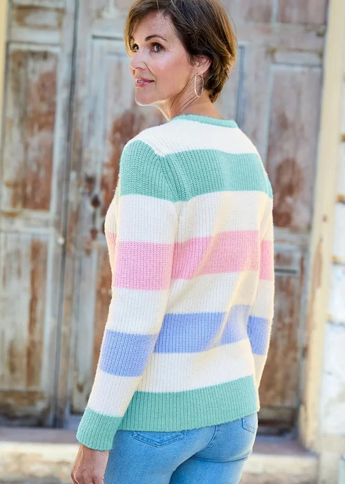 Cotton Traders Baby Blue Stripe Supersoft Jumper - 10 Image 2