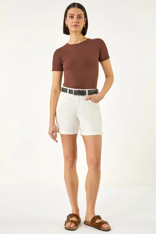 Roman Natural Stretch Denim Mom Shorts - 16 Image 2