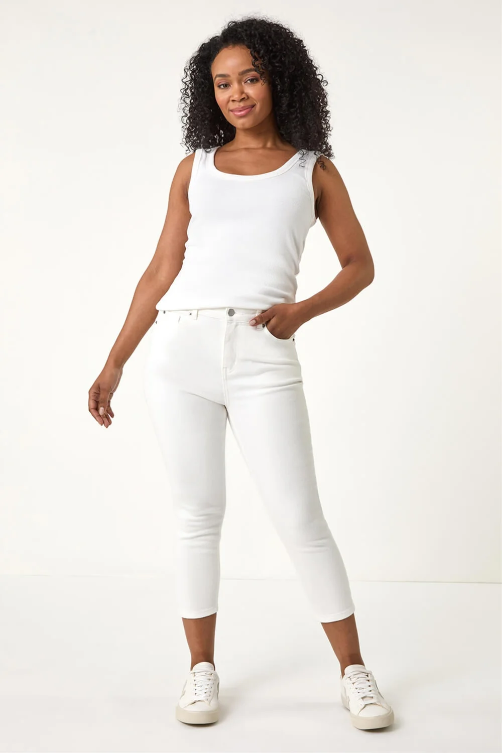Roman White Petite Slim Crop Stretch Jeans - 18 Image 2