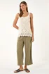 Roman Khaki Cropped Linen Trouser - 10 Image 2