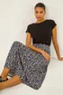 Roman Navy Leaf Print Stretch Midi Skirt - 16 Image 4