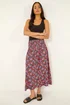 Roman Red Petite Floral Print Shirred Midi Skirt - 10 Image 2