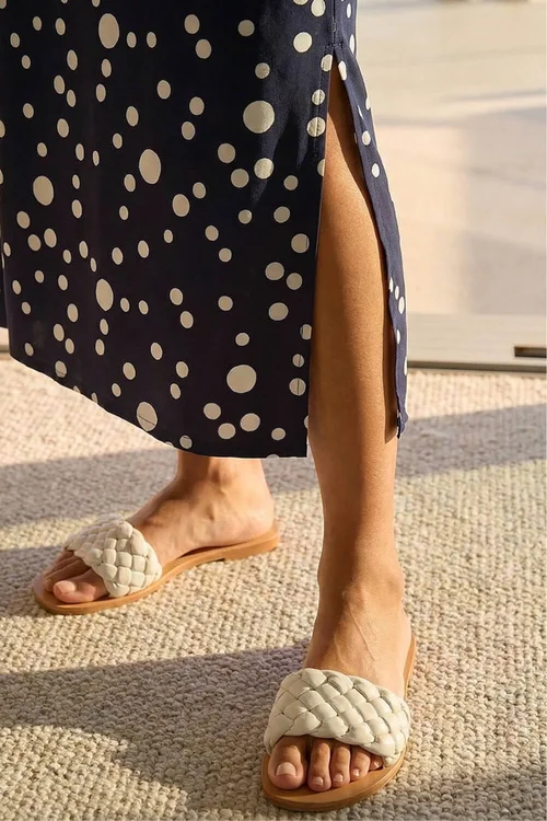Roman Navy Spot Print Stretch Midi Skirt - 20 Image 4