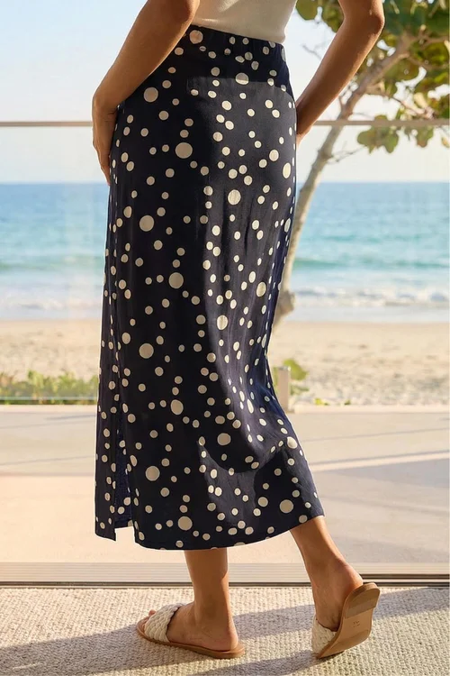 Roman Navy Spot Print Stretch Midi Skirt - 20 Image 3