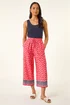 Roman Coral Petite Border Print Cropped Trouser - 12 Image 2