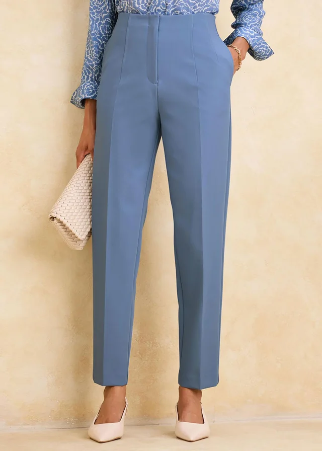 Cotton Traders Washed Blue Ankle Grazer Straight Leg Trouser