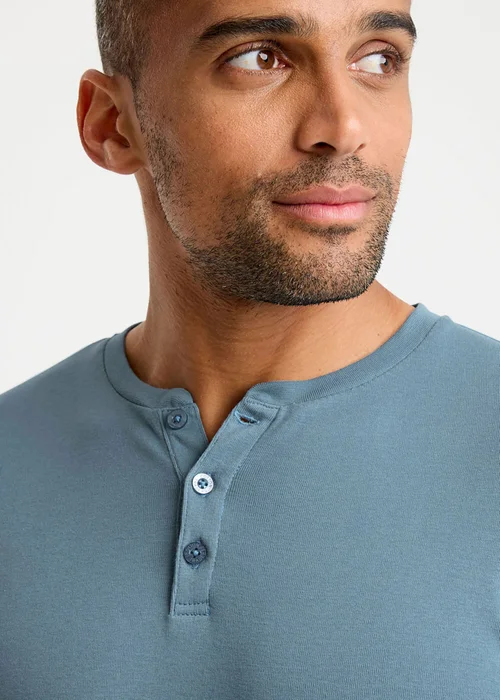 Cotton Traders Washed Aqua Long Sleeve Grandad Base Layer Top - 4XL Image 4