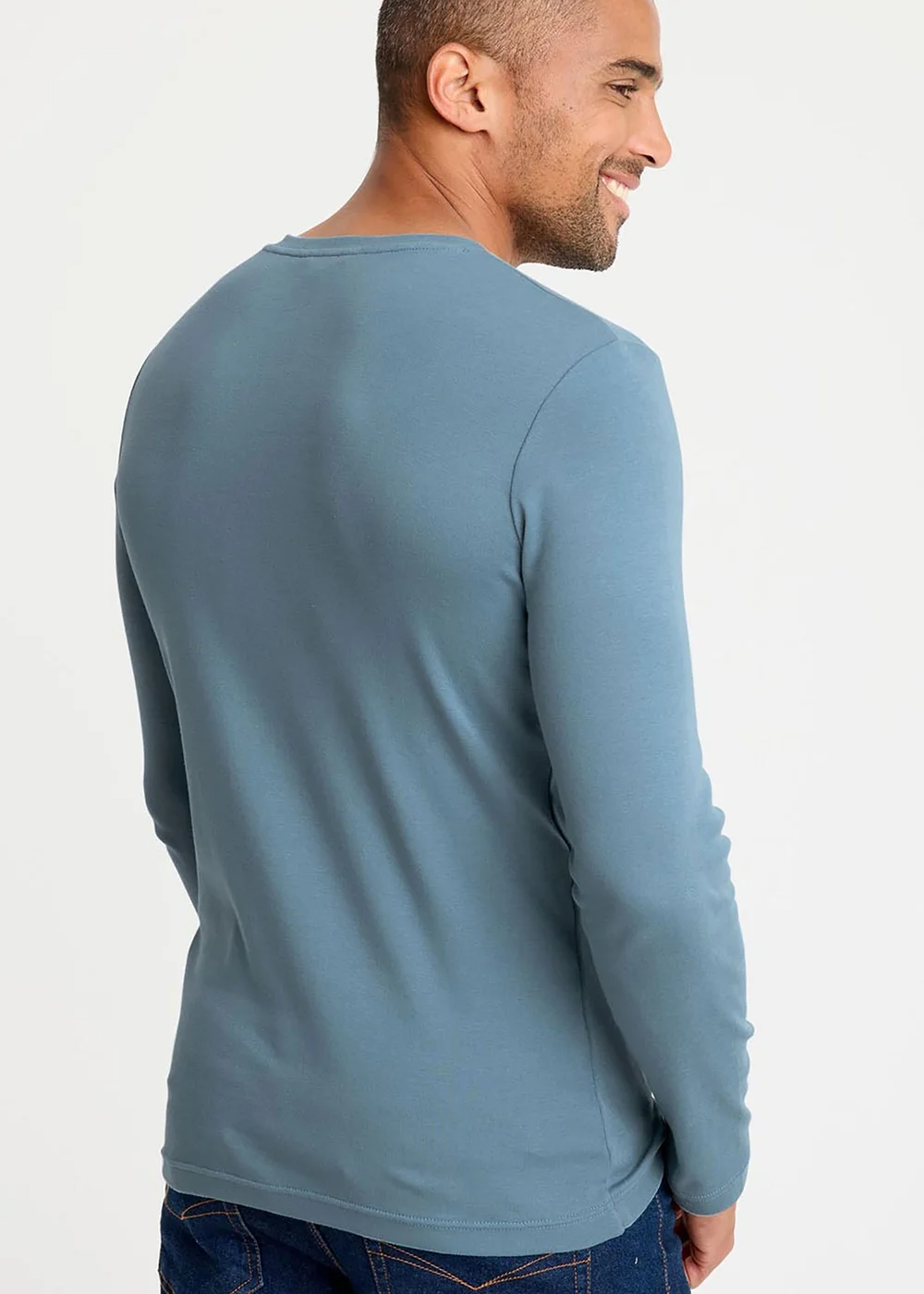 Cotton Traders Washed Aqua Long Sleeve Grandad Base Layer Top - 4XL Image 3