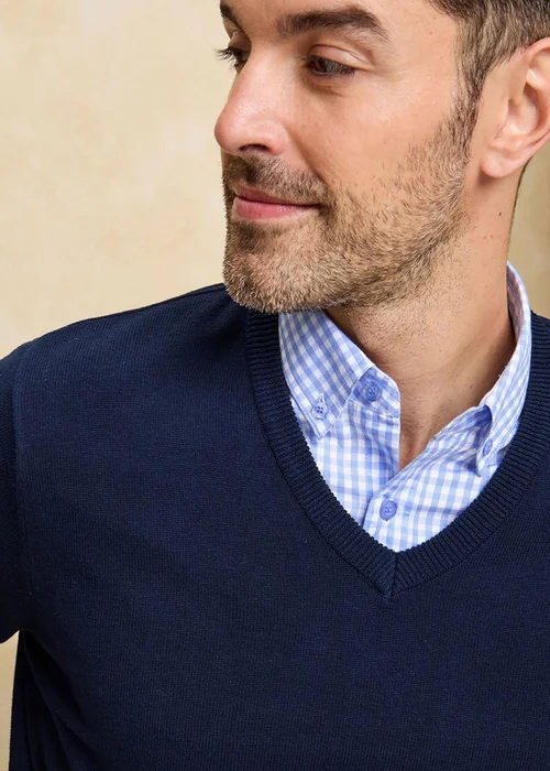 Cotton Traders Ink Cotton V-Neck Jumper - M Image 3