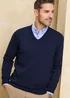 Cotton Traders Ink Cotton V-Neck Jumper - M Image 1