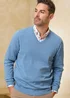 Cotton Traders Powder Blue Cotton V-Neck Jumper - 2XL Image 1