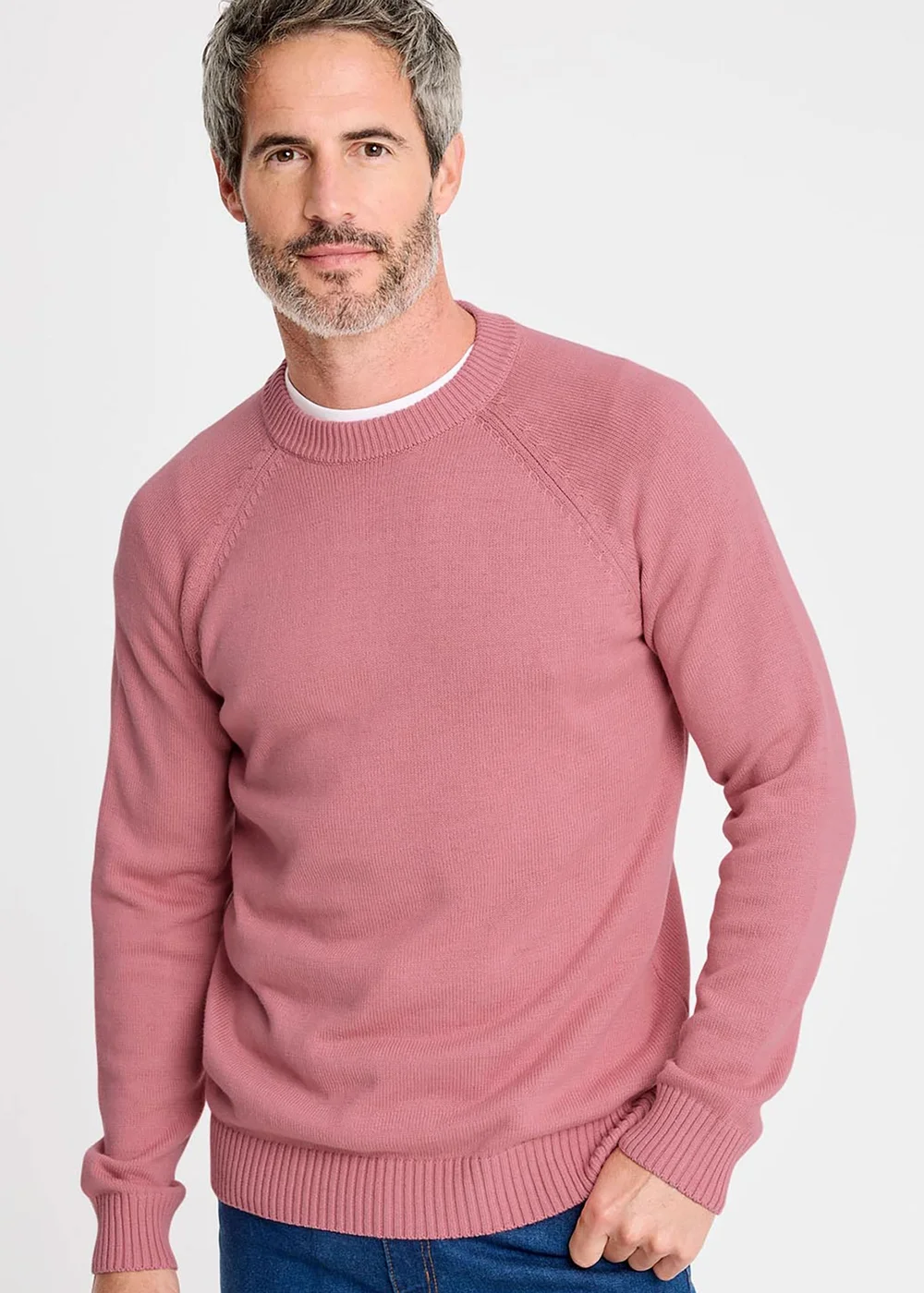 Cotton Traders Washed Pink Cotton Crew Neck Jumper - 2XL Image 1