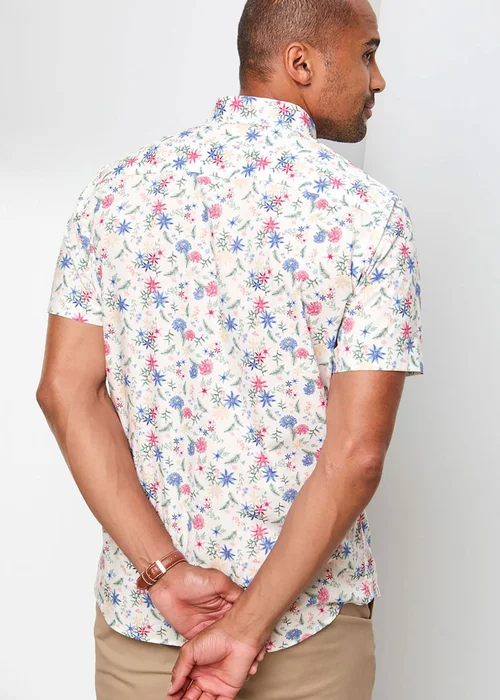 Cotton Traders White Short Sleeve Classic Poplin Print Shirt - 2XL Image 2