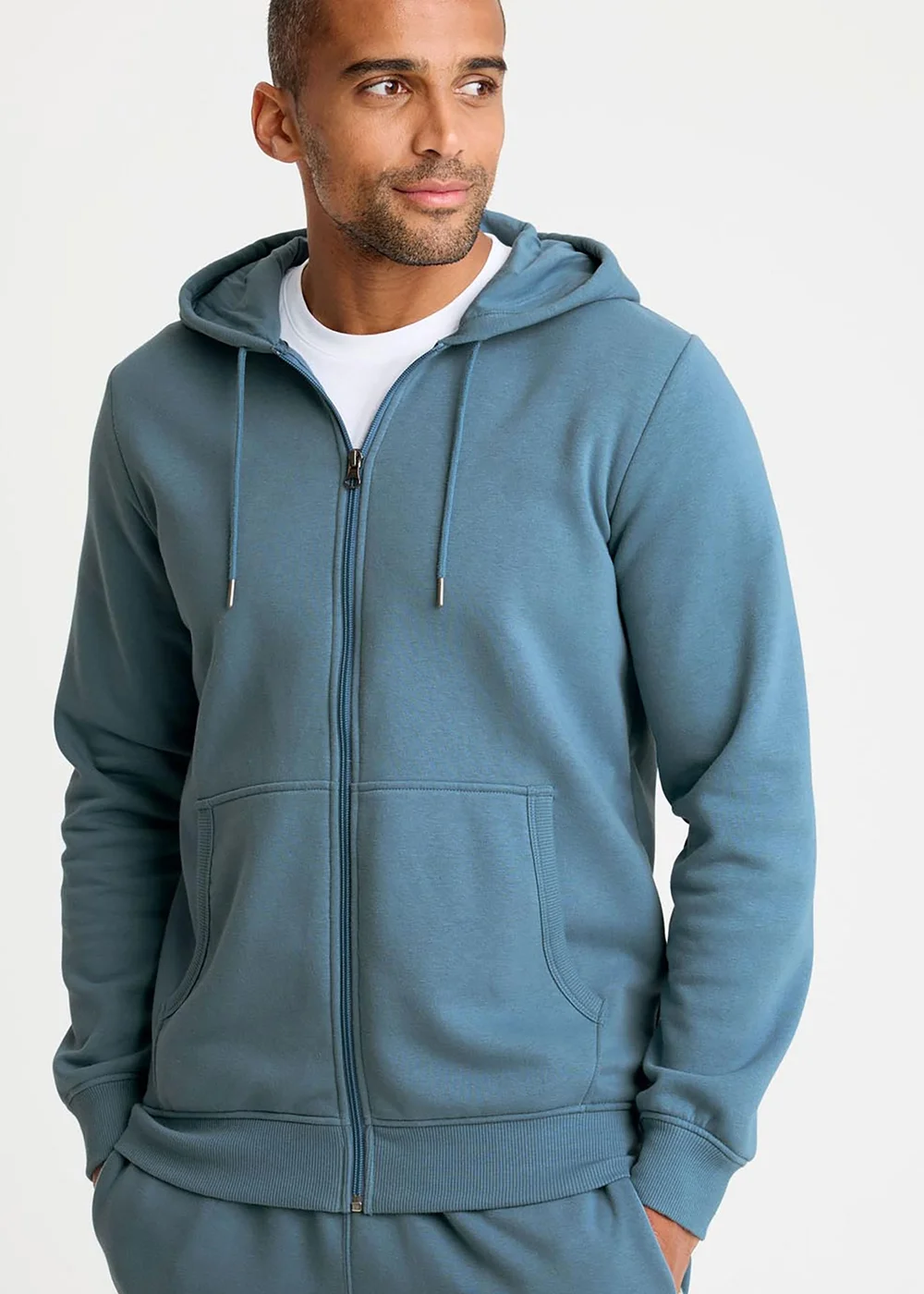 Cotton Traders Washed Aqua Hooded Zip Through Sweat Top - 3XL Image 1
