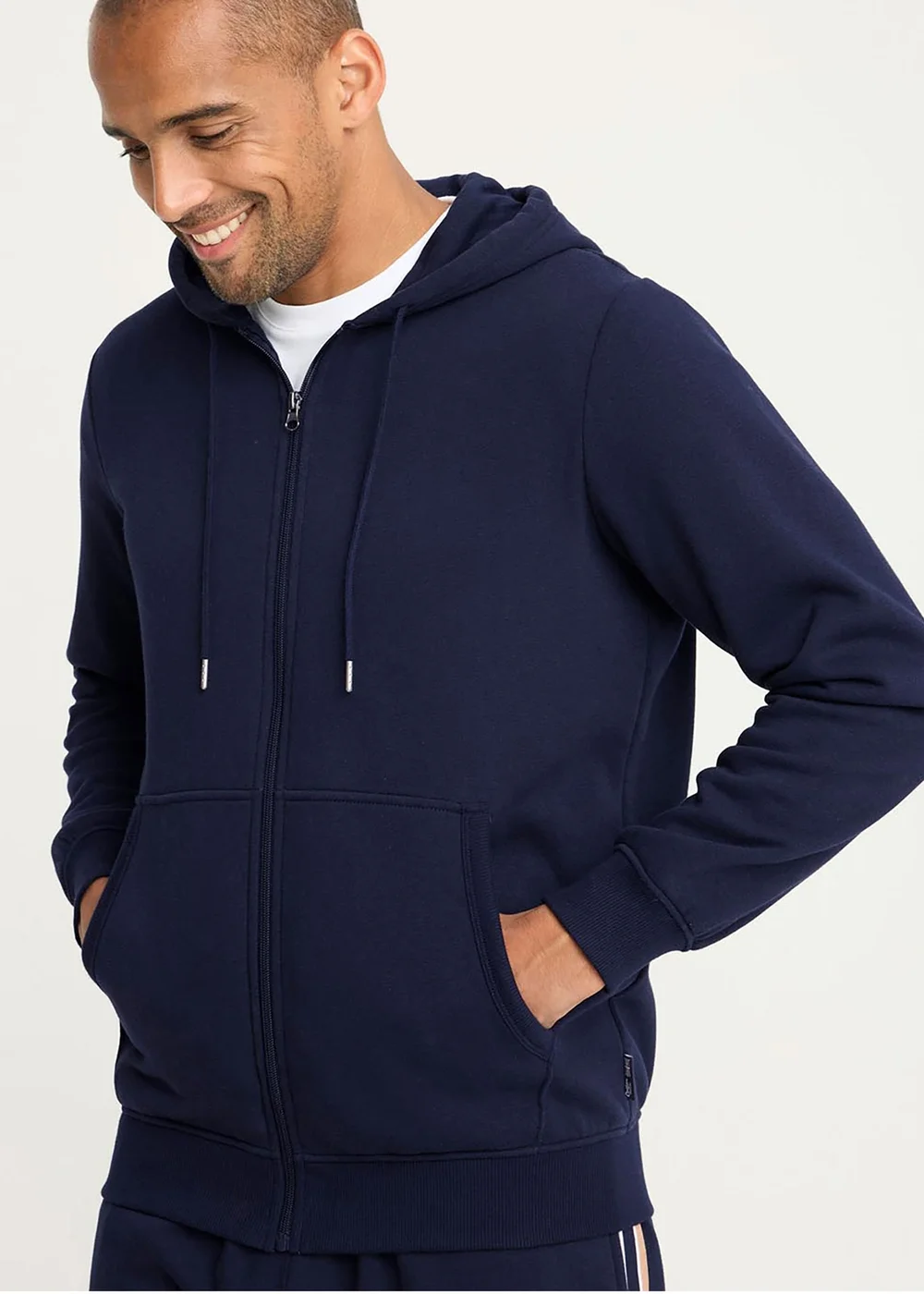 Cotton Traders Navy Hooded Zip Through Sweat Top - 2XL Image 1