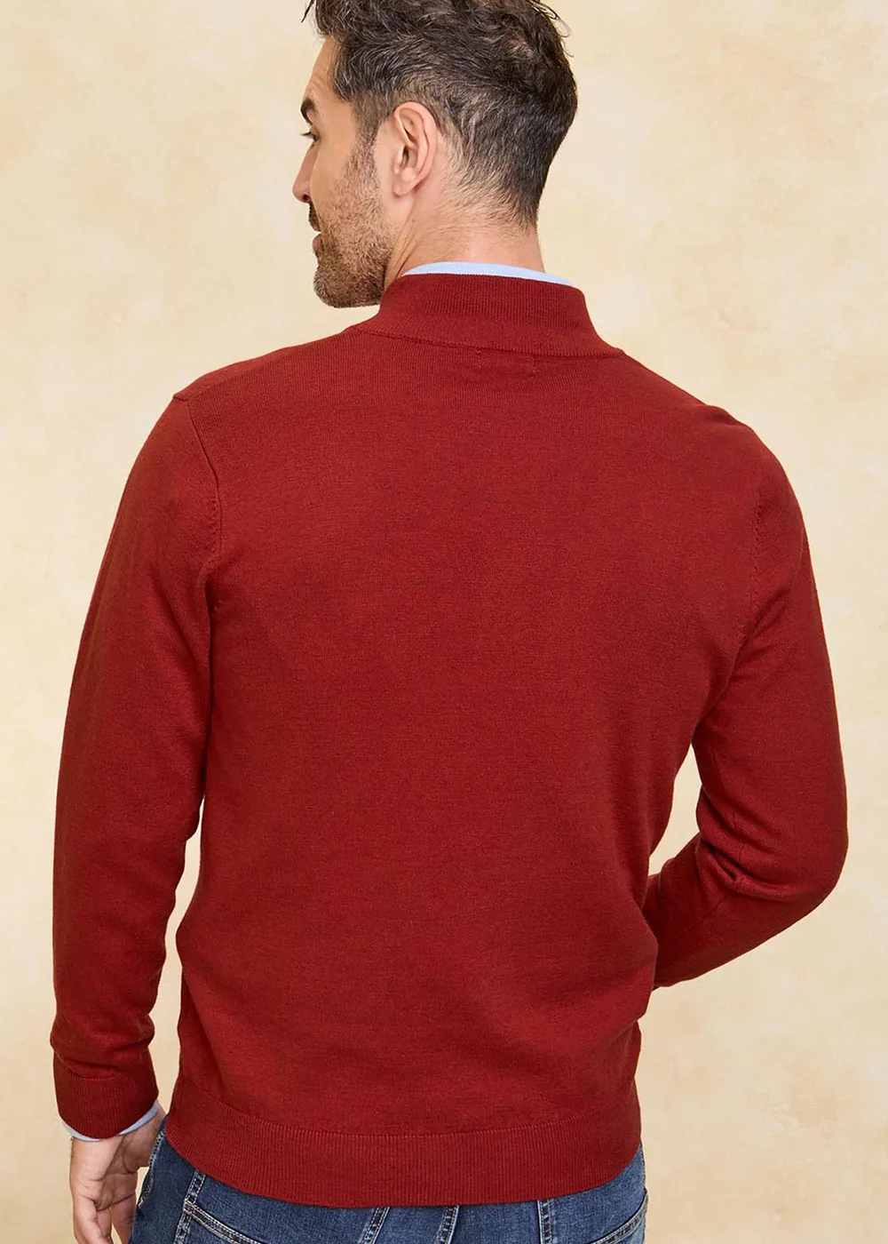 Cotton Traders Rust Luxury Merino Half Zip Jumper - 3XL Image 3