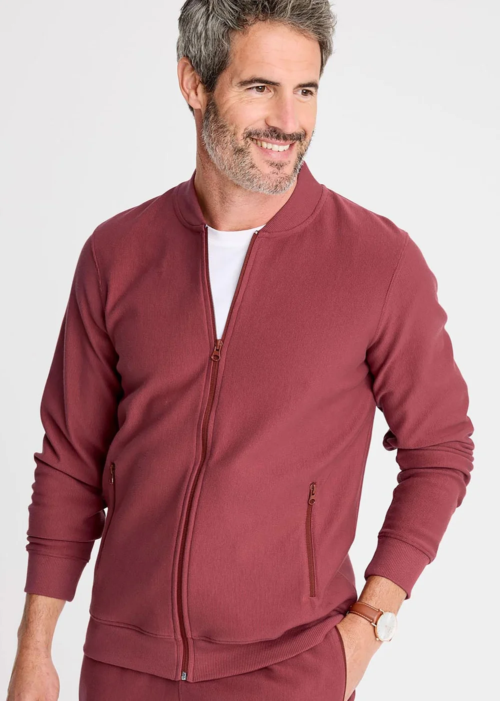 Cotton Traders Sienna Rib Zip Through Top - 3XL Image 1